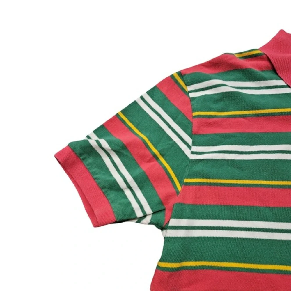 Polo Ralph Lauren Striped Polo Shirt Mens Large‎ Green Pink Rugby Preppy